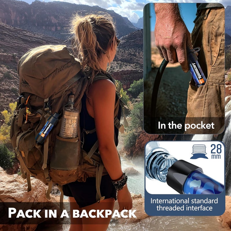 Lormandy Straw Water Filter, Portable Water Filtration System Water Purifier, Personal Outdoor Emergency Survival Gear for Hiking Travel Camping Accessories Emergency Preparedness Outdoor Activities - Image 3